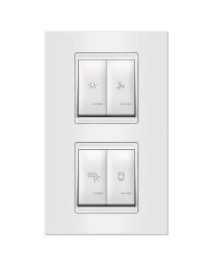 Aling-Conel set sklopki za kupatilo 4x16AX 250V~ sa indikacijom i kutijom 2xfi60 vertikalni (svetlo ventilator grejalica bojler) beli